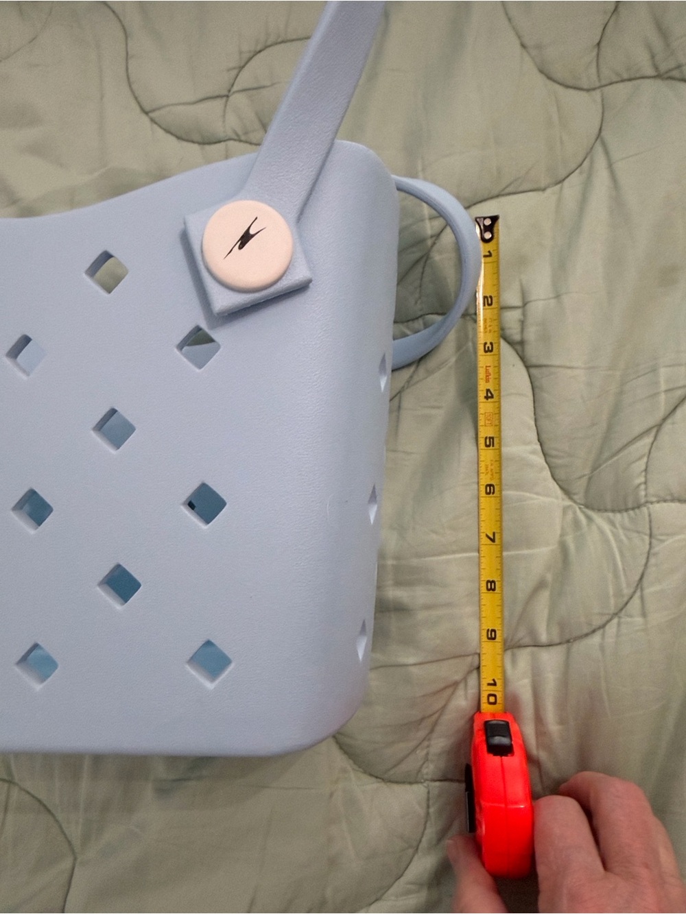 Pastel Blue Women's Tote with Diamond Cutout Detail - Picture 5 of 11